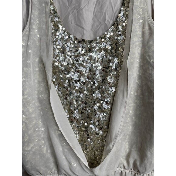 Apt 9 Women Sheer Fabric Gold Sequins Sinched in Elastic Waist Size Large - Picture 7 of 12